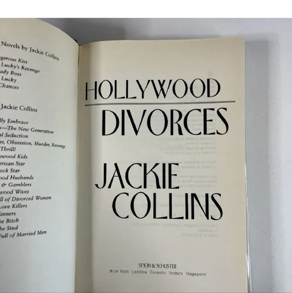 SIGNED Autographed JACKIE COLLINS BOOK Hollywood Divorces 2003 Hardcover - Picture 3 of 5